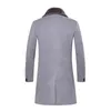 Mélanges de laine pour hommes hommes laine hiver col de fourrure longs hommes coupe ajustée décontracté épais pardessus chaud coupe-vent Trench manteau vestes