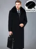 남성용 양모 블렌드 패션 재킷 남성 두꺼운 캐시미어 트렌치 따뜻한 분리 가능한 모피 칼라 윈드 브레이커 남성 Xlong Down Lining Coats 6xl 231207