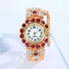 Zegarek Uthai CQ209 Diamentowy Ruby Quartz Watch Dekoracyjna wszechstronna elastyczna bransoletka ze złotej sprężyny