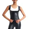 Donna S Body Shaper in pelle con scollo a U gilet senza maniche canotta vita trainer corsetti camicia sottile moda gancio nero top modellanti
