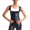 Vrouwen S Body Shaper Leer U Hals Mouwloos Vest Tank Top Taille Trainer Korsetten Slanke Shirt Mode Zwarte Haak Shapewear Tops