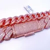 20mm 24 -tums hiphop smycken isad kubansk kedjehalsband 3Rows Rose Gold Cuban Link Chain LL LL