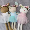 Super Cute Knitted Bunny Doll Stuffed Ins Plushie Rabbit Toy Princess Rabbit In Gauze Dress Baby Comfort Doll Crochet Animal Wedding Doll Pink White Blue 3 Styles