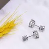 Modestijl 6,5 mm 1ct Klassieke Zes Klauwen Oorbellen 14k Massief Wit Goud Set Hoge Kwaliteit Moissanite Stud