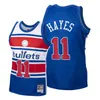 Washington''Bullets''Men Michael Jor en Jeff Malone Walt Bellamy Ben Wallace Hardwood''Classics Custom Blue Jersey