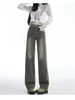 Jean femme rétro américain taille haute Design poche mince Style de rue pantalons décontractés femme taille droite Denim pantalon