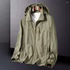 Men's Jackets KOODAO Jacket Plus Size Clothing Fashion Coat Hooded Polyester For Spring And Autumn Black/Green/Khaki/Blue/Grey