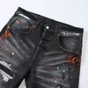 designer amirssTrendy PUR New Men's Worn Scratched and Hole Patch Beggar Jeans Elastic Slim Fit Jeans