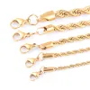 Designer classique de haute qualité chaîne de corde plaquée or collier en acier inoxydable pour femmes hommes mode dorée chaînes de corde torsadée bijoux cadeau 2 3 4 5 6 7mm