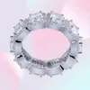 Mens Silver Eternity CZ Diamonds Bling Bling Ring Simulated Diamonds Hip Hop Rings Cubic Zirconia Micro Pave Top Quality Jewelry193252070