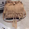 Plunjezakken Mode Retro Fringe Dames Messenger Kwastje Emmer Tas Meisje Trekkoord Schouderhandtassen Crossbody