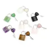 Hanger Kettingen 10 Sets Paar Liefde Hart Sleutel Slot Vorm Carving Natuursteen Charms Tijgeroog Quartz Voor Ketting Sieraden maken