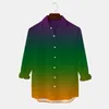 Men's Casual Shirts Fashion Spring And Autumn Cross-border E-commerce Independent Website -selling 3D Gradient Printed Hawaiian Long-sleeve
