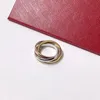 Ca Plain Ring med tre ringar, tre färger, fashionabla temperament, kvinnor och män, samma stil för par på gatan