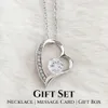 För mormor Message Card Jewelry Cubic Zirconia Decor Heart Shape Pendant Necklace,