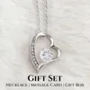 para abuela Tarjeta de mensaje Joyería Cubic Zirconia Decoración Collar con colgante en forma de corazón,