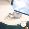 Cluster Rings 2st 925 Sterling Silver Wedding Ring Set Oval Zircon Jewelry Engagement for Women