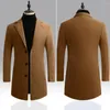 Casacos de Trench Masculinos na Moda Homens Jaqueta Cor Sólida Quente Inverno Slim-Fiting Pure Coat