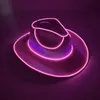 Chapéus de festa sem fio disco luminoso led noiva cowgirl chapéu brilhante barra de luz boné despedida de solteira fontes piscando néon ocidental cowboy chapéu 231206