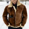 Kurtka męska Kurtka zagęszona ciepła sztuczna skóra duża kontrastowa klapa kolor europejski zamszowy futro Onepiece kurtka 231207