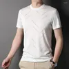 T-shirt da uomo T-shirt estiva a maniche corte lavorata a maglia O-Collo allentato Mezza seta ghiacciata Top traspirante T-shirt casual