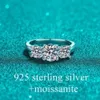 Luster Hot Selling White Gold Plated 925 Sterling Silver 3-Stone Trilogy Design Round Cut Moissanite Ring for Women