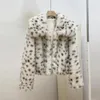 Women's Fur Leopard Point Short Coat for Women Turndown Collar Casual Faux Fluffy Jacket Artificial Winter 2023