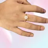 Yhamni Oryginalne 2 ct 6 mm okrągłe CZ Diamant solidne żółte złote pierścionki Anilos Kolor Wedding Pierścienie dla kobiet prezent Lyr16997723234645961