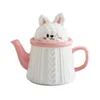 Pots à café Pull de dessin animé en relief tasse en céramique théière ensemble Style japonais mignon bébé créatif sous glaçure couleur Drinkware ami cadeau