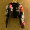 2023 Pullover da donna con stampa di fiori neri Maglioni da donna dello stesso stile della marca DH03