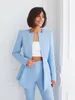 Women's Two Piece Pants Celestial Wedding Suit Peplum Blazer With High Waisted Straight Formal Wear Womens Prom Pantsuit 2 Set