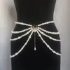 Other Fashion Accessories Elegant Fashion Imitation Pearls Tassel Waist Chains Body Jewelry Belly Chain For Women Bridal Wedding Accessories Waistband 231206