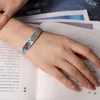 Bangle Hip Hop Style Enamel Lotus Heart Sutra Bracelet Women's National Scenery Thai Blue Birthday Gift For Girlfriend Wholesa