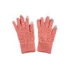 Knitted gloves for women's winter warmth, plush and thick woolen touch screen gloves