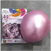 Party Decoration 50Pcs/Set 10Inch Glossy Metal Pearl Latex Balloons Thick Chrome Metallic Colors Inflatable Air Balls Globos Birthday Dhul6