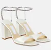 Ulubione sandały dla kobiet sandały sandały kryształowy łańcuch kwadratowy stóp na obcasie projektant pięty sukienka lady sandalias eu35-43