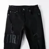 Herenjeans Europese en Amerikaanse street trendy jeans met gatenpatches, high street trendy slim fit leggings voor heren