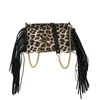 COW Print Luxury Design Bag Female Mobile Wallet Phone Holder Bag Tassel Fringe Shoulder Bag Ny Trend Small Tote Påsar Leopard Print Designer Ladies Purse