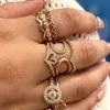 Tasarımcı Çift Alyans Kadın Nişan için 925 Gümüş Elmas Takı Hediyesi Diy Fit Pandora Gül Altın Gözyaşı Şeklinde Tiara Yüzük Küpe Orijinal Kutu ile Set