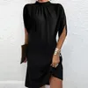 Casual klänningar Kort ärm Loose Mini Office Lady Clothing Robe Fashion Batwing Print Dress for Women 2023 Summer O Neck