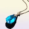 14K rose Gold Necklace Blue Sapphire Pendant for Woman Topaz Drop Chalcedony Pendant pierscionki Colgante Bizuteria jewelry 2103199332596