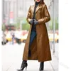 Женская меховая уличная модная мужская длинная куртка, водонепроницаемая верхняя одежда, облегающая куртка большого размера, S-5XL, ветровка из искусственной кожи, пальто