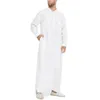 민족 의류 아랍어 스타일 단순한 긴 남자 주머니 후드 셔츠 무슬림 로브 남성 이슬람 패션 사우디 아라비아 jubba thobe