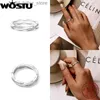 Solitaire Ring WOSTU 925 Sterling Sliver Wedding Rings 14K Gold Plated Cubic Zirconia Twisted Rope Eternity Band Ring for Women Size 6 7 8 R248 YQ231207