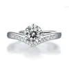 2ct Moissanite Engagement Ring Silver Jewelry Round Cut Halo Wedding