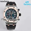 Mężczyźni Audemar Pigue Watch APF Factory 42mm 2647 A3126 Chronograph Mens Rose Gold Brushed Bezel Blue Tekstrutowa skóra skórzana Edycja Eternity Watches Pasek