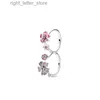 Solitärring 925 Sterling Silber PAN Ginkgoblatt Blume Schleife Ring für Frauen Roségold Mutter Valentinstag Mädchen Geschenk Feiner Schmuck YQ231207