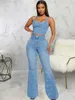 Jeans da donna Moda Donna Pantaloni elasticizzati da donna Stampa denim svasato femminile
