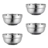 Conjuntos de louça 6 pcs tigela de arroz tigelas de prata terno de aço inoxidável metal anti-criança japonês