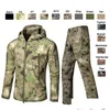 Vestes tactiques Softshell veste extérieure pantalon ensemble forêt chasse tir vêtements Camo manteau Combat Camouflage coupe-vent Drop De Dhoka